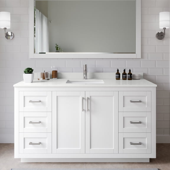 Wyndham Collection WCF292960SWHWQUNSM58 Miranda 60" Free Standing Single Basin Vanity Set