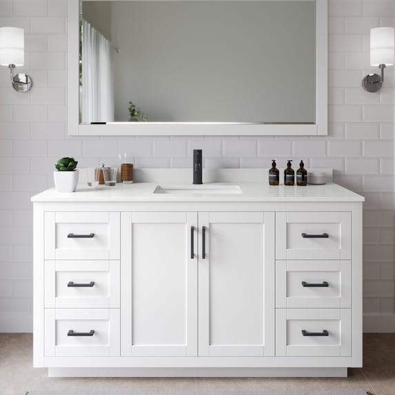 Wyndham Collection WCF292960SWBWQUNSM58 Miranda 60" Free Standing Single Basin Vanity Set