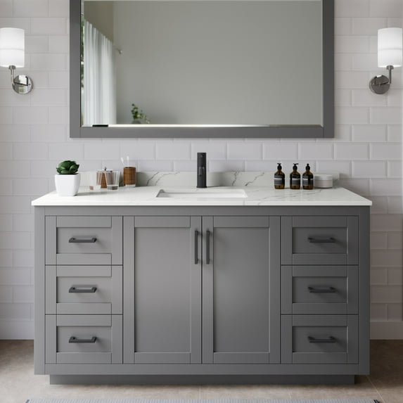 Wyndham Collection Wcf292960s-Qtz-Unsm58 Miranda 60" Free Standing Single Basin Vanity Set