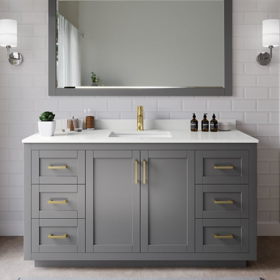 Wyndham Collection WCF292960SGGWQUNSM58 Miranda 60" Free Standing Single Basin Vanity Set