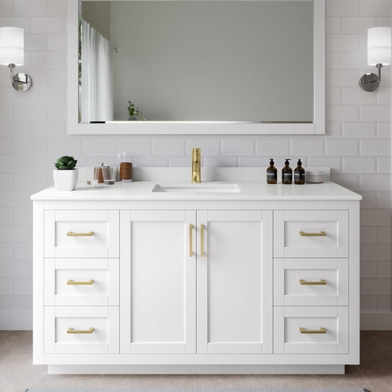 Wyndham Collection WCF292960SWGWQUNSM58 Miranda 60" Free Standing Single Basin Vanity Set