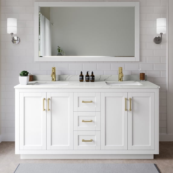 Wyndham Collection WCF292966DWGGTUNSM58 Miranda 66" Free Standing Double Basin Vanity Set