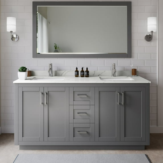 Wyndham Collection WCF292966DKGGTUNSM58 Miranda 66" Free Standing Double Basin Vanity Set