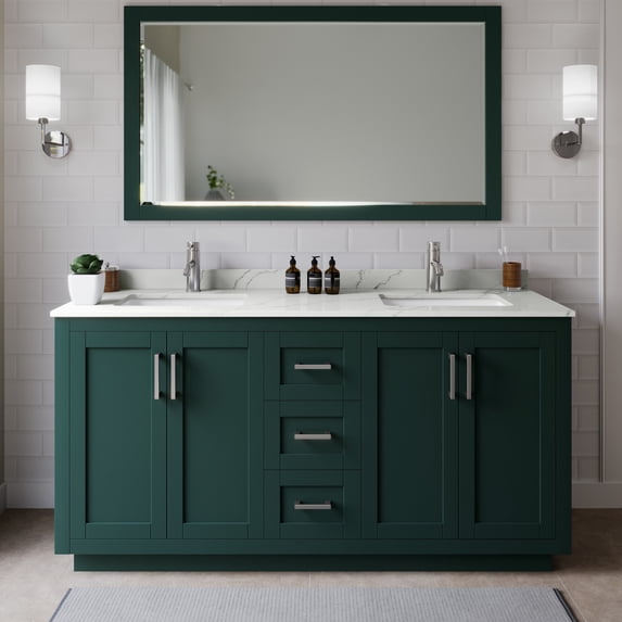 Wyndham Collection WCF292966DGEGTUNSM58 Miranda 66" Free Standing Double Basin Vanity Set