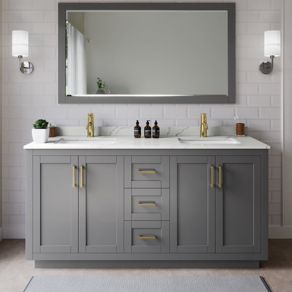 Wyndham Collection WCF292966DGGGTUNSMXX Miranda 66" Free Standing Double Basin Vanity Set