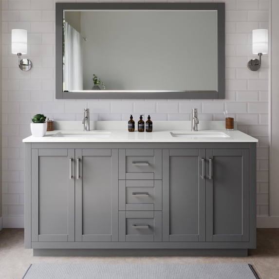 Wyndham Collection WCF292966DKGWQUNSMXX Miranda 66" Free Standing Double Basin Vanity Set