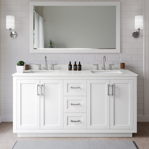 Wyndham Collection WCF292966DWHWQUS3M58 Miranda 66" Free Standing Double Basin Vanity Set