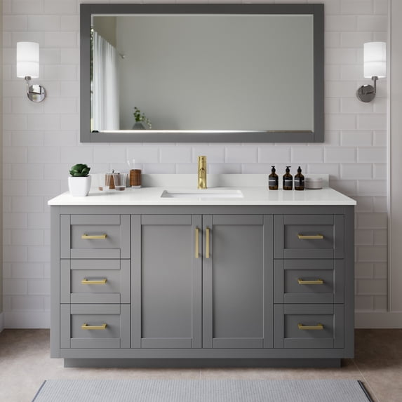 Wyndham Collection WCF292966SGGWQUNSMXX Miranda 66" Free Standing Single Basin Vanity Set