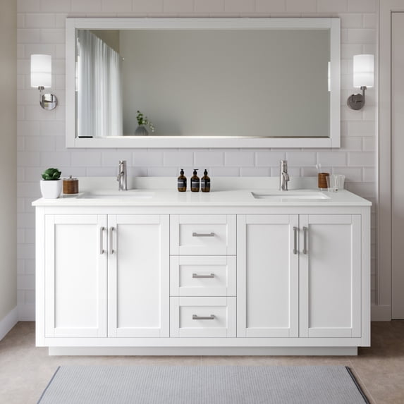 Wyndham Collection WCF292972DWHWQUNSM70 Miranda 72" Free Standing Double Basin Vanity Set