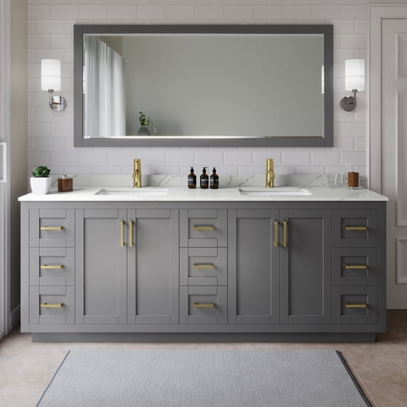 Wyndham Collection WCF292984DGGGTUNSM70 Miranda 84" Free Standing Double Basin Vanity Set