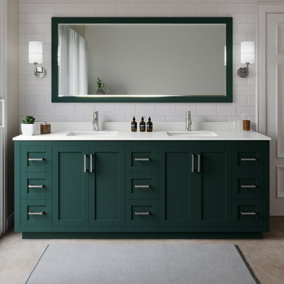 Wyndham Collection WCF292984DGEWQUNSM70 Miranda 84" Free Standing Double Basin Vanity Set
