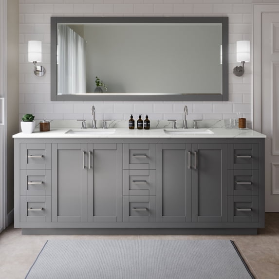 Wyndham Collection WCF292984DKGGTUS3MXX Miranda 84" Free Standing Double Basin Vanity Set