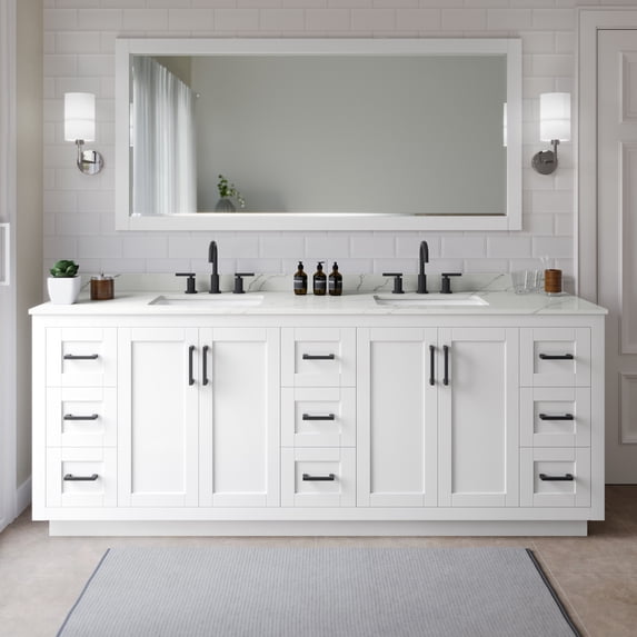 Wyndham Collection WCF292984DWBGTUS3MXX Miranda 84" Free Standing Double Basin Vanity Set