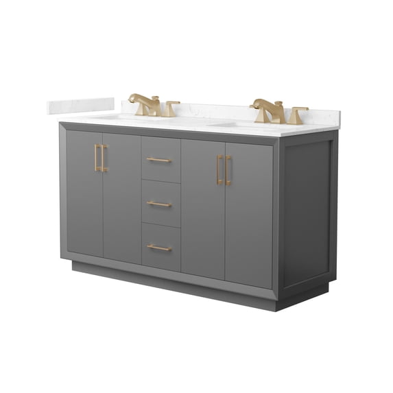 Wyndham Collection Wcf4141-60D-Vca-Us3mxx Strada 60" Free Standing Double Basin Vanity Set