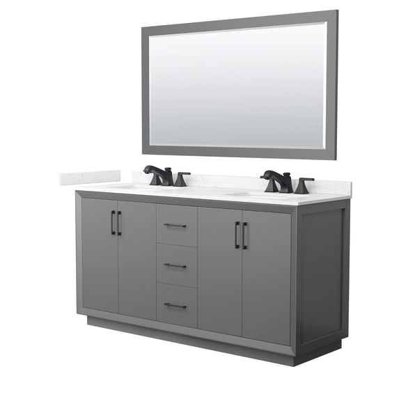 Wyndham Collection Wcf4141-66D-Vca-Us3m58 Strada 66" Free Standing Double Basin Vanity Set