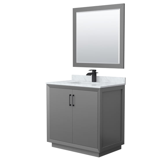 Wyndham Collection WCF414136SGBCMUNSM34 Strada 36" Free Standing Single Basin Vanity Set -