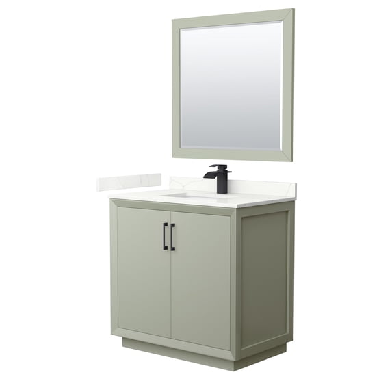 Wyndham Collection WCF414136SLBGTUNSM34 Strada 36" Free Standing Single Basin Vanity Set -