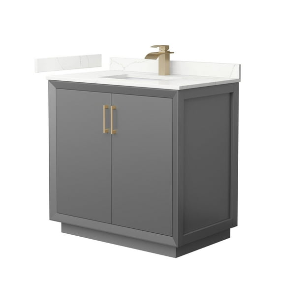 Wyndham Collection Wcf414136s-Qtz-Unsmxx Strada 36" Free Standing Single Basin Vanity Set
