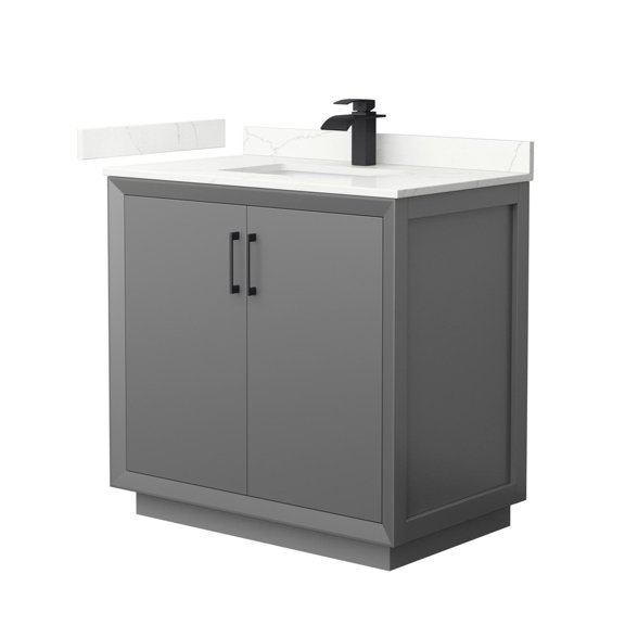 Wyndham Collection Wcf414136s-Qtz-Unsmxx Strada 36" Free Standing Single Basin Vanity Set