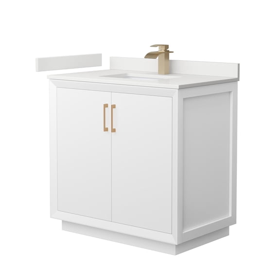 Wyndham Collection WCF414136SWZWQUNSMXX Strada 36" Free Standing Single Basin Vanity Set -