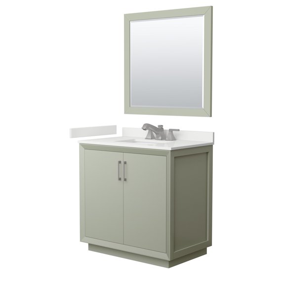 Wyndham Collection WCF414136SLGWQUS3M34 Strada 36" Free Standing Single Basin Vanity Set -