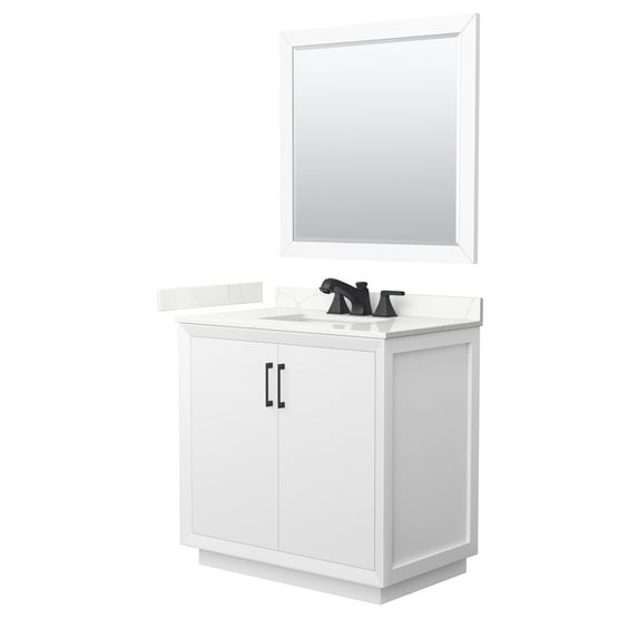 Wyndham Collection Wcf414136s-Qtz-Us3m34 Strada 36" Free Standing Single Basin Vanity Set