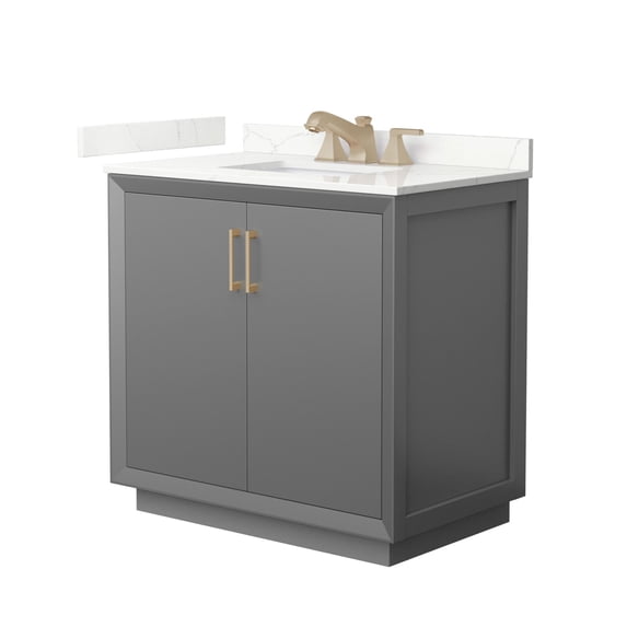 Wyndham Collection WCF414136SGZGTUS3MXX Strada 36" Free Standing Single Basin Vanity Set -