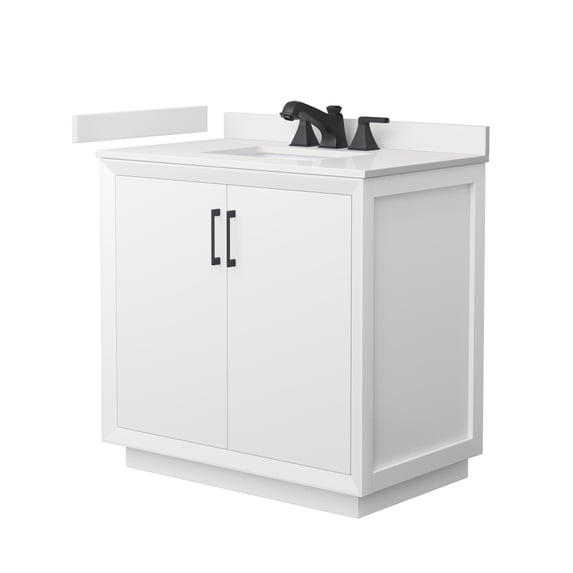 Wyndham Collection WCF414136SWBWQUS3MXX Strada 36" Free Standing Single Basin Vanity Set -