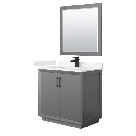 Wyndham Collection WCF414136SGBC2UNSM34 Strada 36" Free Standing Single Basin Vanity Set -