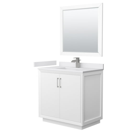 Wyndham Collection WCF414136SWHWCUNSM34 Strada 36" Free Standing Single Basin Vanity Set -