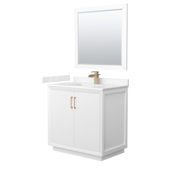 Wyndham Collection WCF414136SWZC2UNSM34 Strada 36" Free Standing Single Basin Vanity Set -