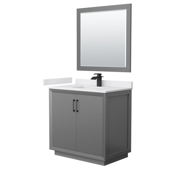 Wyndham Collection WCF414136SGBWCUNSM34 Strada 36" Free Standing Single Basin Vanity Set -