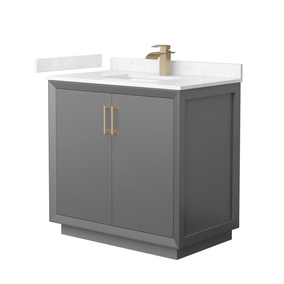 Wyndham Collection WCF414136SGZC2UNSMXX Strada 36" Free Standing Single Basin Vanity Set -