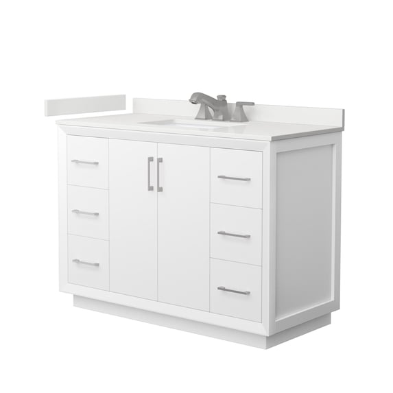 Wyndham Collection WCF414148SWHWQUS3MXX Strada 48" Free Standing Single Basin Vanity Set -