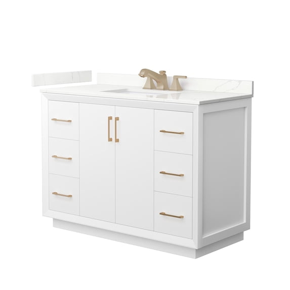 Wyndham Collection WCF414148SWZGTUS3MXX Strada 48" Free Standing Single Basin Vanity Set -