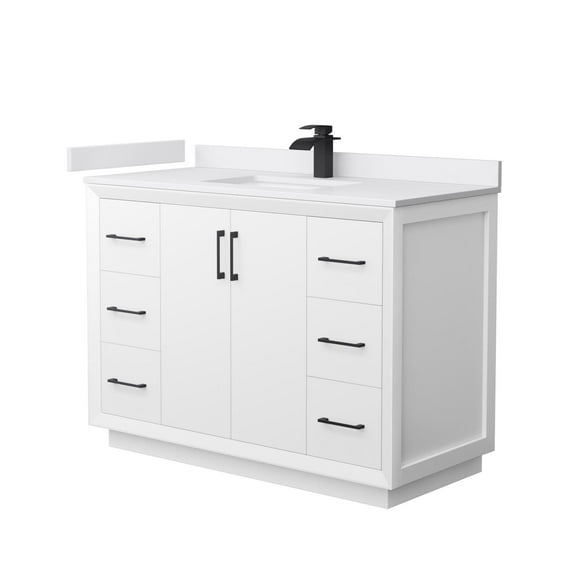 Wyndham Collection WCF414148SWBWCUNSMXX Strada 48" Free Standing Single Basin Vanity Set -