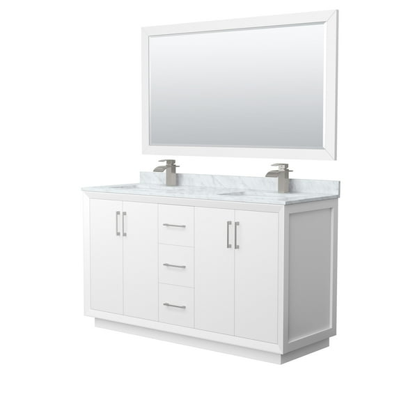 Wyndham Collection WCF414160DWHCMUNSM58 Strada 60" Free Standing Double Basin Vanity Set -