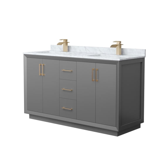 Wyndham Collection WCF414160DGZCMUNSMXX Strada 60" Free Standing Double Basin Vanity Set -