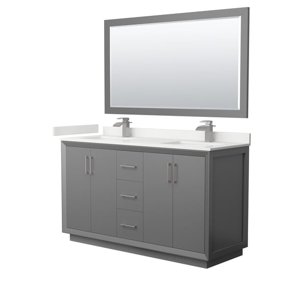 Wyndham Collection WCF414160DKGWQUNSM58 Strada 60" Free Standing Double Basin Vanity Set -
