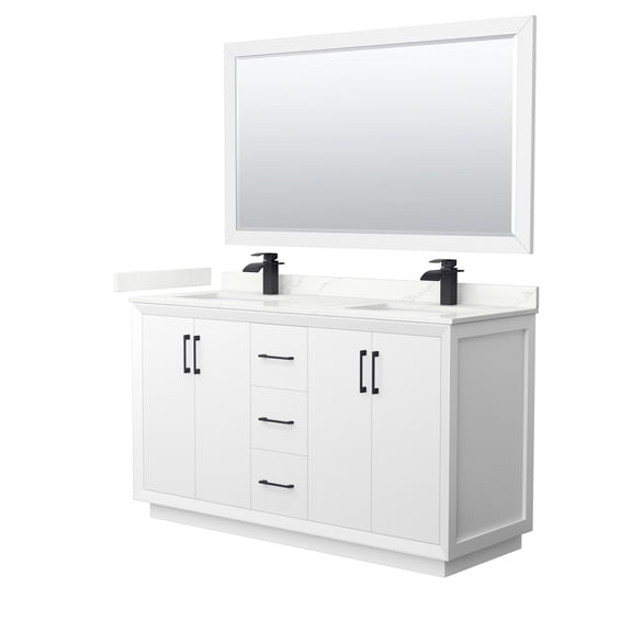 Wyndham Collection WCF414160DWBGTUNSM58 Strada 60" Free Standing Double Basin Vanity Set -