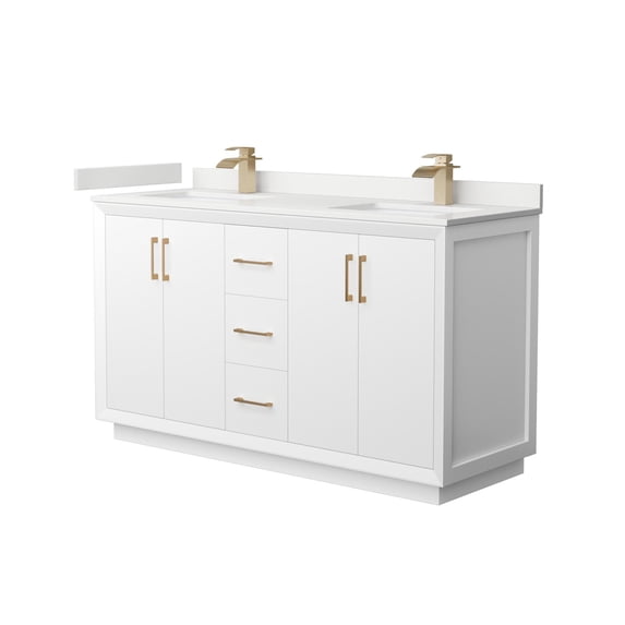 Wyndham Collection WCF414160DWZWQUNSMXX Strada 60" Free Standing Double Basin Vanity Set -