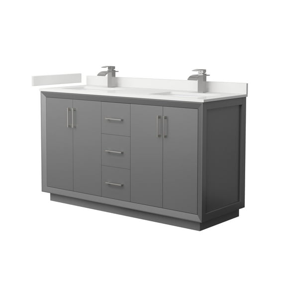 Wyndham Collection Wcf414160d-Qtz-Unsmxx Strada 60" Free Standing Double Basin Vanity Set