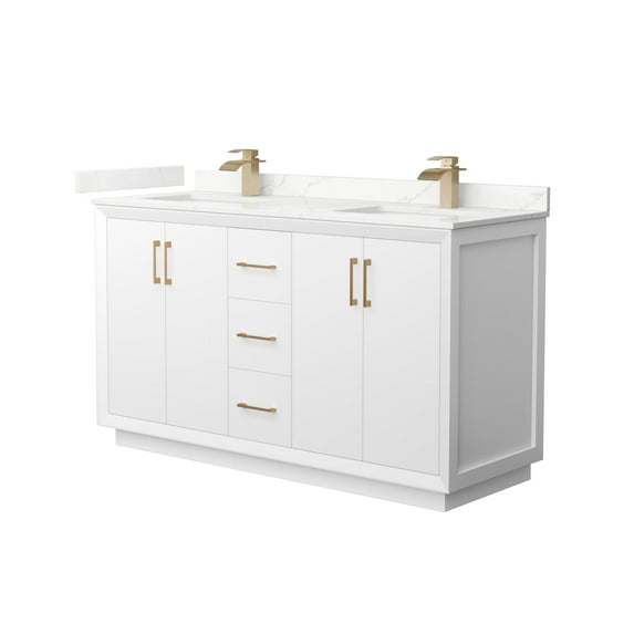 Wyndham Collection WCF414160DWZGTUNSMXX Strada 60" Free Standing Double Basin Vanity Set -