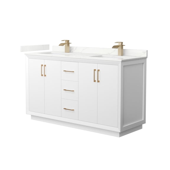 Wyndham Collection WCF414160DWZGTUNSMXX Strada 60" Free Standing Double Basin Vanity Set -