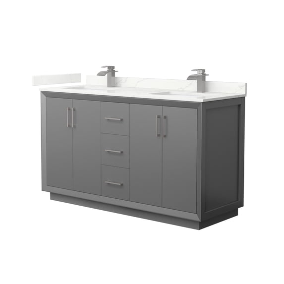 Wyndham Collection WCF414160DKGGTUNSMXX Strada 60" Free Standing Double Basin Vanity Set -
