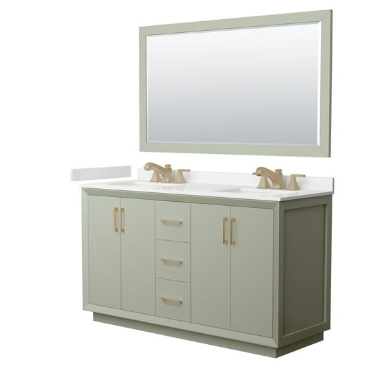 Wyndham Collection Wcf414160d-Qtz-Us3m58 Strada 60" Free Standing Double Basin Vanity Set