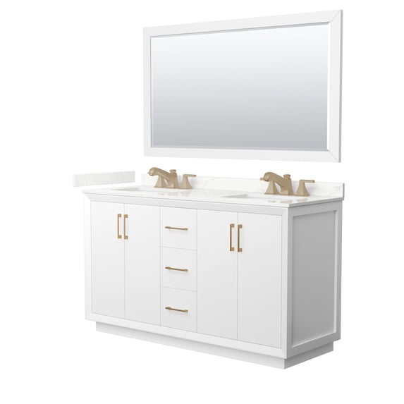 Wyndham Collection WCF414160DWZGTUS3M58 Strada 60" Free Standing Double Basin Vanity Set -