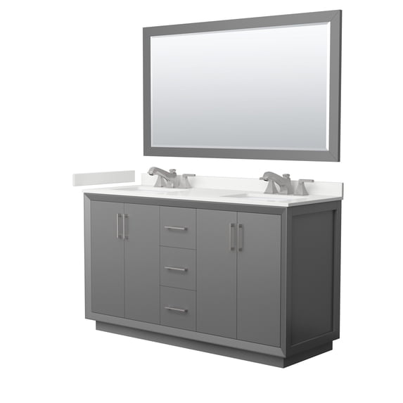 Wyndham Collection WCF414160DKGWQUS3M58 Strada 60" Free Standing Double Basin Vanity Set -