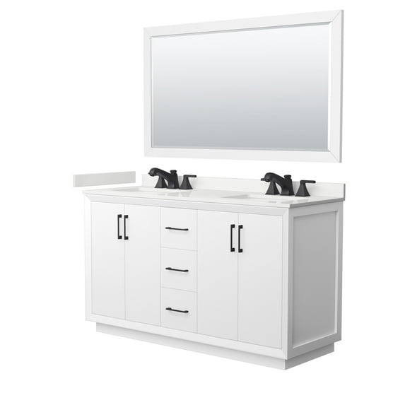 Wyndham Collection WCF414160DWBWQUS3M58 Strada 60" Free Standing Double Basin Vanity Set -