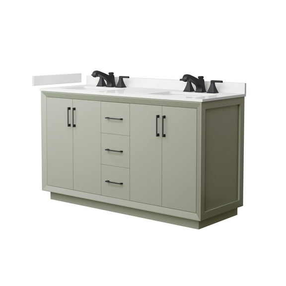 Wyndham Collection Wcf414160d-Qtz-Us3mxx Strada 60" Free Standing Double Basin Vanity Set